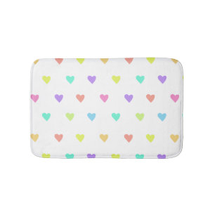 Tapis De Bain Cute Pastel Rainbow Hearts Motif