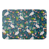 Tapis De Bain Cute pélicans coloré fleurs tropicales motif (Devant)