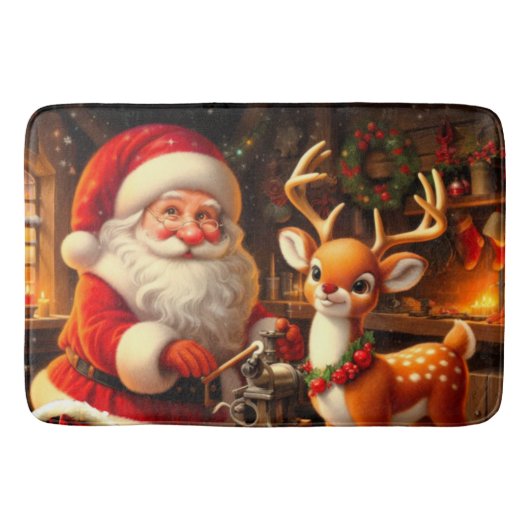 Tapis De Bain Cute Père Noël et Reindeer (Devant)