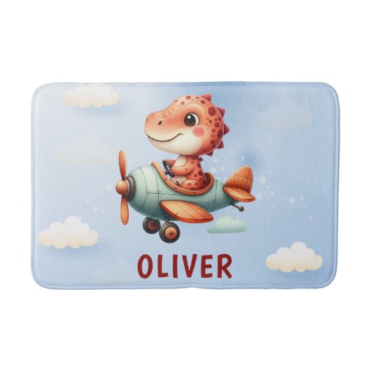 Tapis De Bain Cute Petit Pilote Dinosaure Avion Volant (Devant)