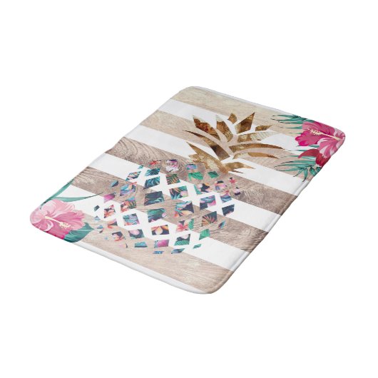 Tapis De Bain Cute Pineapple or rayé design (Angle)