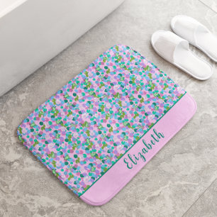 Tapis De Bain Cute Pink and Green Frogs Nom personnalisé Fille