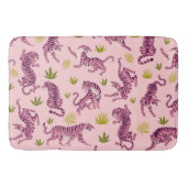 Tapis De Bain Cute Pink Tigers Tropical Leaves Abstract Animal (Devant)