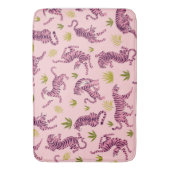 Tapis De Bain Cute Pink Tigers Tropical Leaves Abstract Animal (devant Vertical)