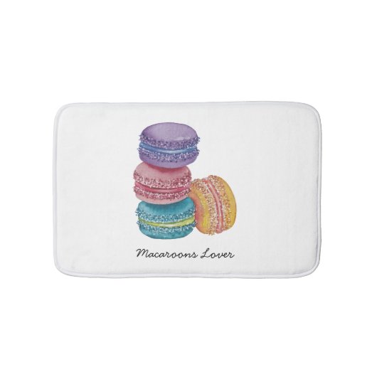 Tapis De Bain Cute Rainbow Macaroons In Watercolor (Devant)