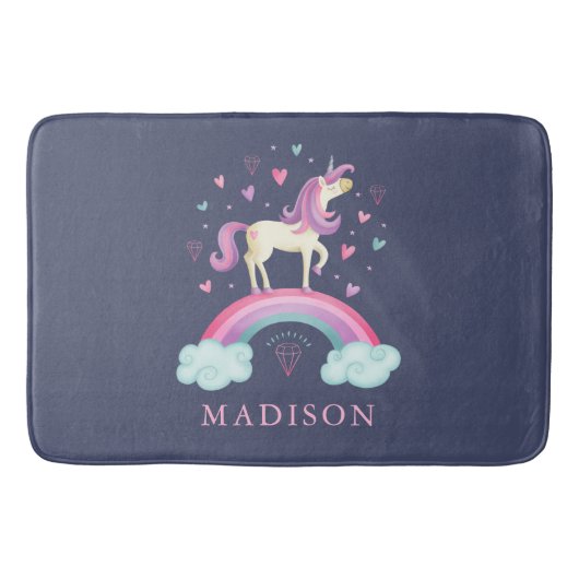 Tapis De Bain Cute Rainbow Unicorn Girl (Devant)