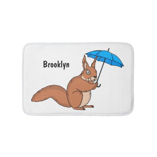 Tapis De Bain Cute red squirrel with umbrella cartoon (Devant)