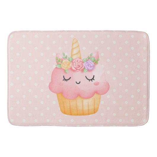 Tapis De Bain Cute rose Cupcake Unicorn avec Rose (Devant)