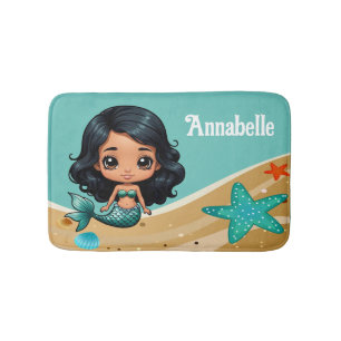 Tapis De Bain Cute Sirène Noire Personnaliser
