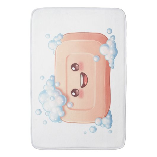Tapis De Bain Cute Smiling Soap Bar with Bubbles (devant Vertical)