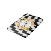 Tapis De Bain Cute Stripes et Monogramme Floral (Angle)