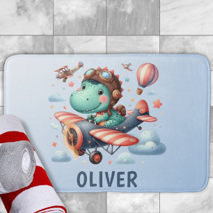 Tapis De Bain Cute Trex Dinosaur vole un avion de charme