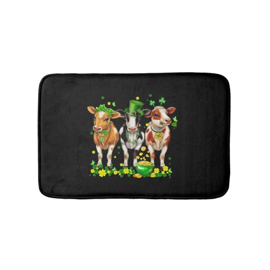 Tapis De Bain Cute vache irlandaise Leprechaun Shamrock Jour de  (Devant)