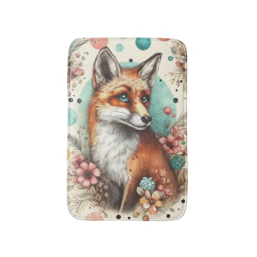 Tapis De Bain Cute Vintage Watercolo Fox peinture (Devant (Vertical))