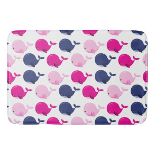 Tapis De Bain Cute Whales, Pattern of Whales, Sea Animals