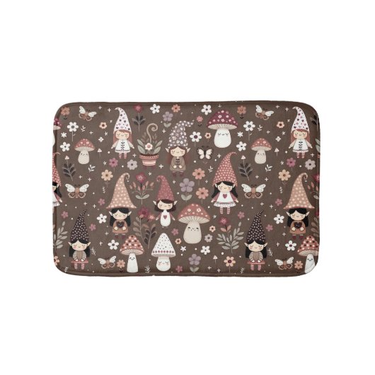 Tapis De Bain Cute Whimsical Fair Gnomes and Mushrooms  (Devant)