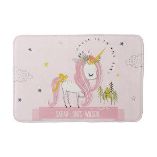 Tapis De Bain Cute Whimsical Magique Unicorn Rose Princess Enfan
