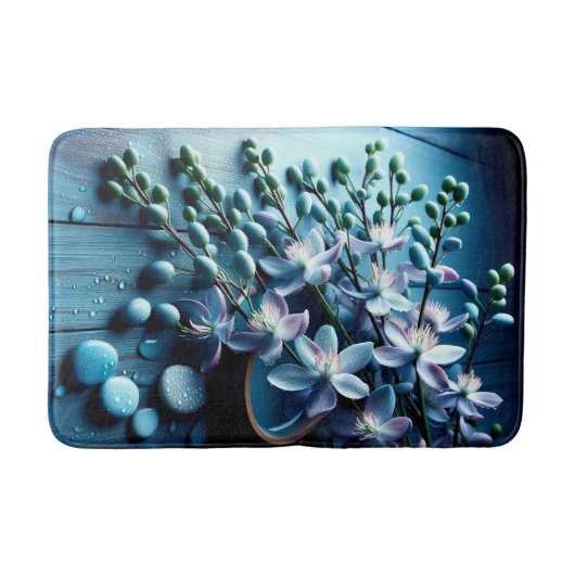 Tapis De Bain Cuve à bain bleu fleur (Devant)