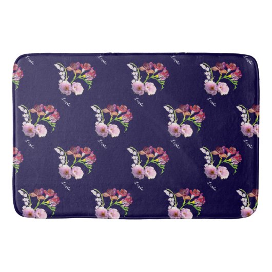Tapis De Bain Cuve à bain bleu floral (Devant)