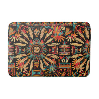 Tapis De Bain Cyan Vibrant "Aztec Dream" Motif Plush Bath Mat