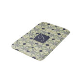 Tapis De Bain Cyanus Flower et Navy Bl. Monogramme (Angle)