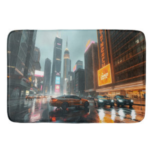 Tapis De Bain Cyberpunk Skyscrapper City Cars