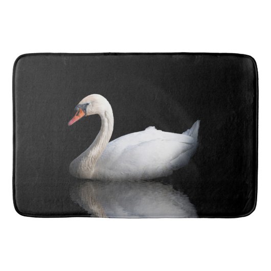 Tapis De Bain Cygne blanc sur noir (Devant)