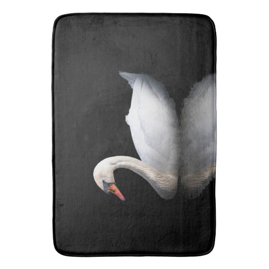 Tapis De Bain Cygne blanc sur noir (devant Vertical)