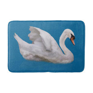 Tapis De Bain Cygne muet sur le bleu