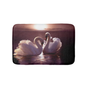 Tapis De Bain Cygnes affectueux formant un coeur