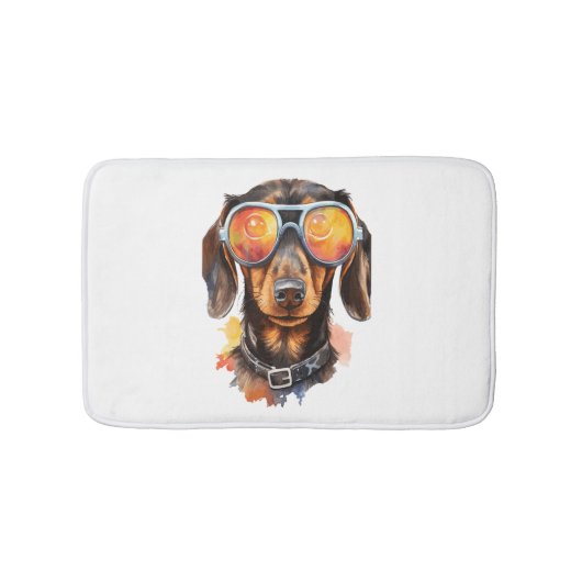Tapis De Bain Dachshund avec lunettes de soleil (Devant)