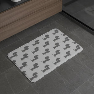 Tapis De Bain Dachshund Salle de bain noire et grise Décor Salle