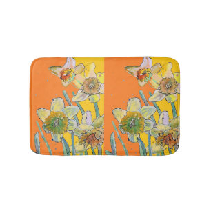 Tapis De Bain Daffodique jaune jonquille fleur oranger fleuri