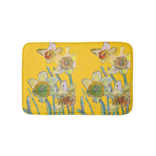 Tapis De Bain Daffodiques jaunes Daffodiques fleurs fleurs Mat d