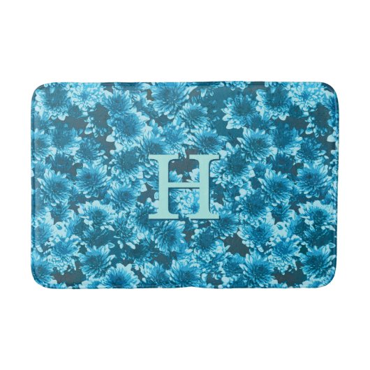 Tapis De Bain Dahlia Motif graphique moderne, Indigo Blue (Devant)