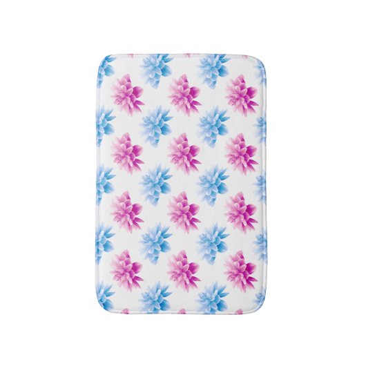 Tapis De Bain Dahlia Rose, Dahla Bleue, Motif Floral, Fleurs (Devant (Vertical))