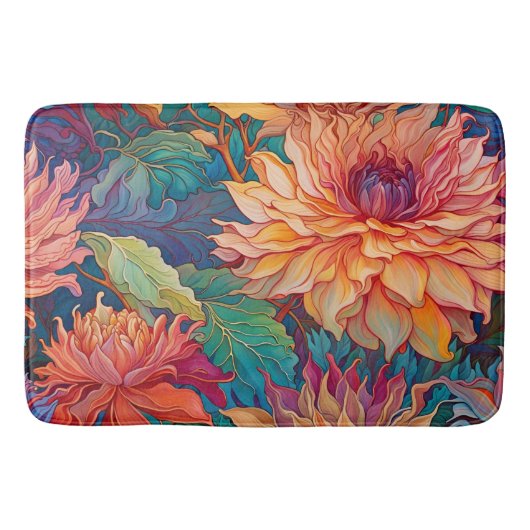 Tapis De Bain Dahlia Tapisserie florale (Devant)