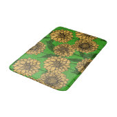 Tapis De Bain Dahlias en jaune et vert (Angle)