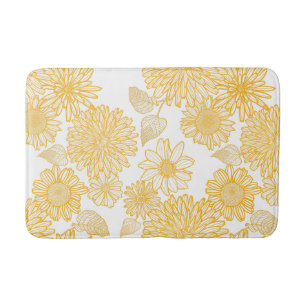 Tapis De Bain Dahlias et marguerites jaunes