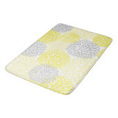 Tapis De Bain Dahlias gris jaune / salle de bains fleurie (Angle)