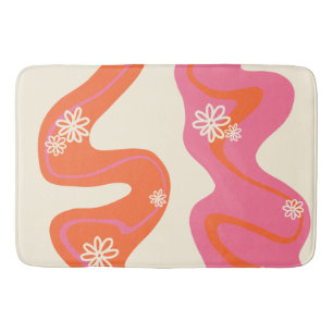 Tapis De Bain Daisy Groove - Rose, orange et crème