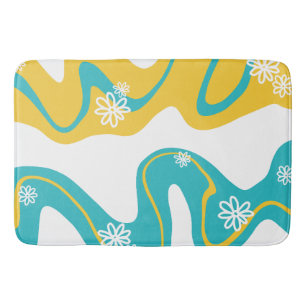 Tapis De Bain Daisy Groove - Turquoise et jaune