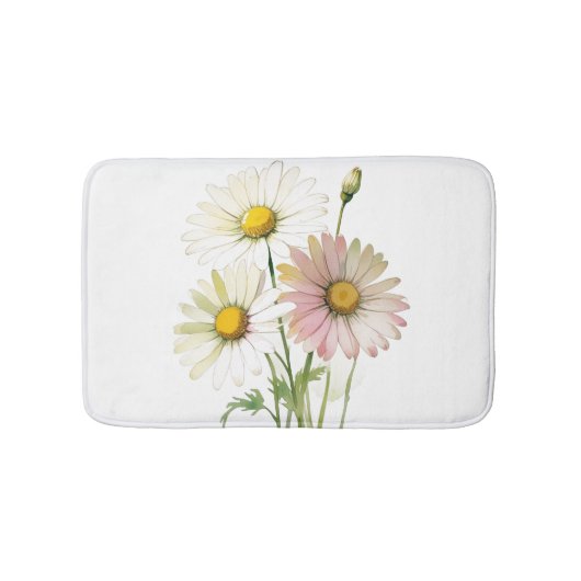 Tapis De Bain Daisy Watercolor Flower Moderne Professionnel (Devant)