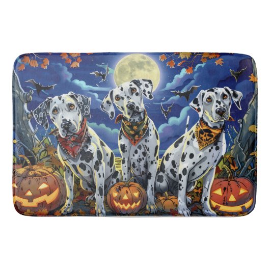Tapis De Bain Dalmatien Halloween Effrayant (Devant)