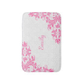 Tapis De Bain Damas Blanches Et Flacons Roses (Devant (Vertical))