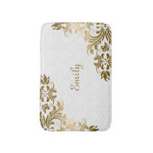 Tapis De Bain Damas Blanches Et Flèches D'Or (Devant (Vertical))