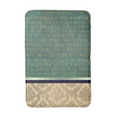Tapis De Bain Damas d'or et Hiéroglyphes égyptiens verts (Devant (Vertical))