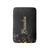 Tapis De Bain Damas florales noir et or (Devant (Vertical))