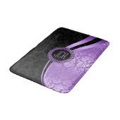 Tapis De Bain Damas Florales Noires Et Violettes (Angle)