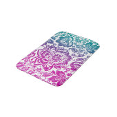 Tapis De Bain Damas Florales Rose Et Turquoise (Angle)